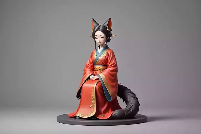 1533COLORFUL Fox Spirit Woman in Pu Song Ling Style