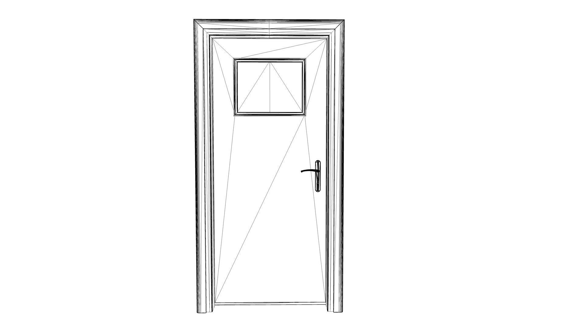 Door with small window Low-poly 3D model_15