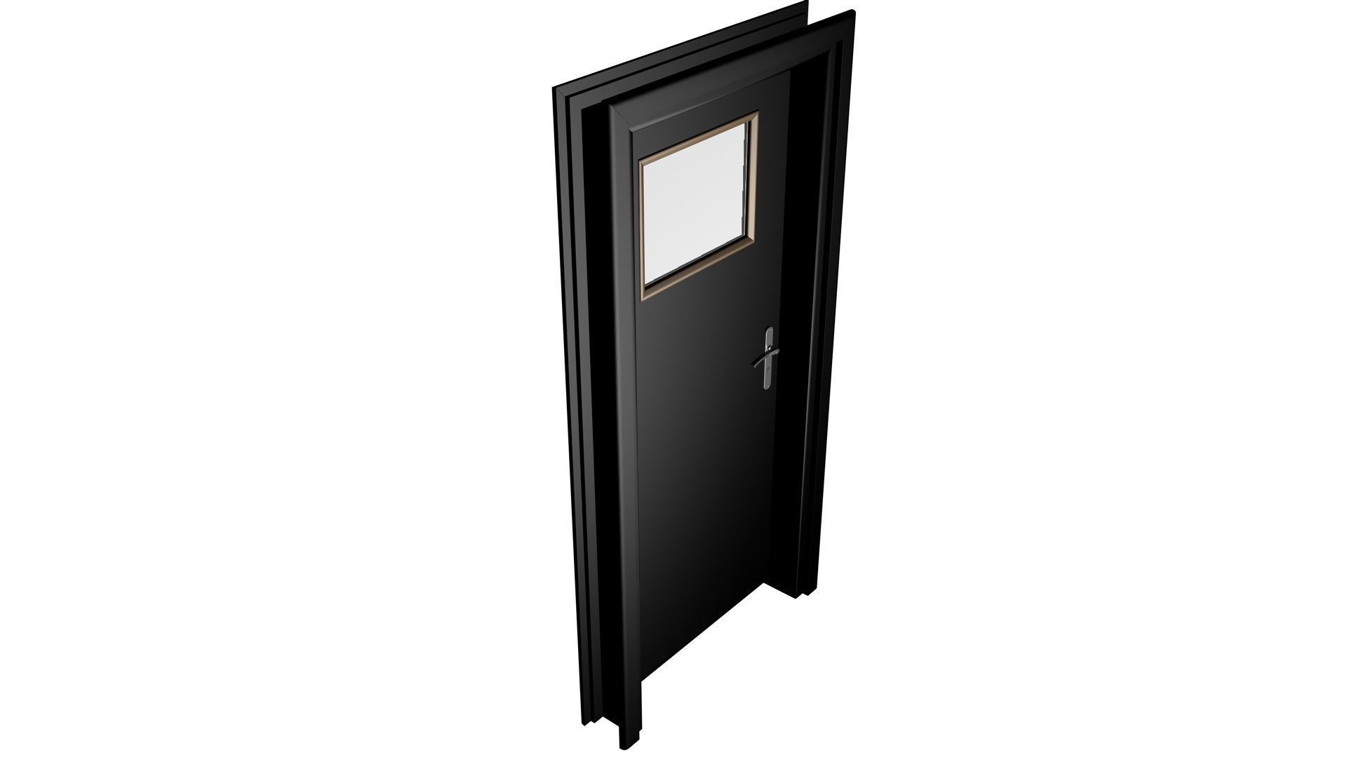 Door with small window Low-poly 3D model_10