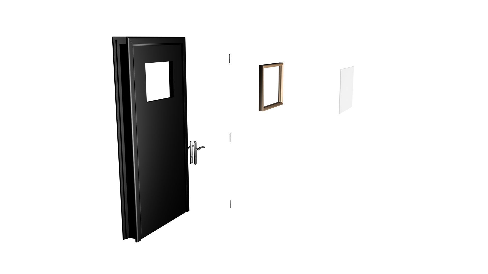 Door with small window Low-poly 3D model_9