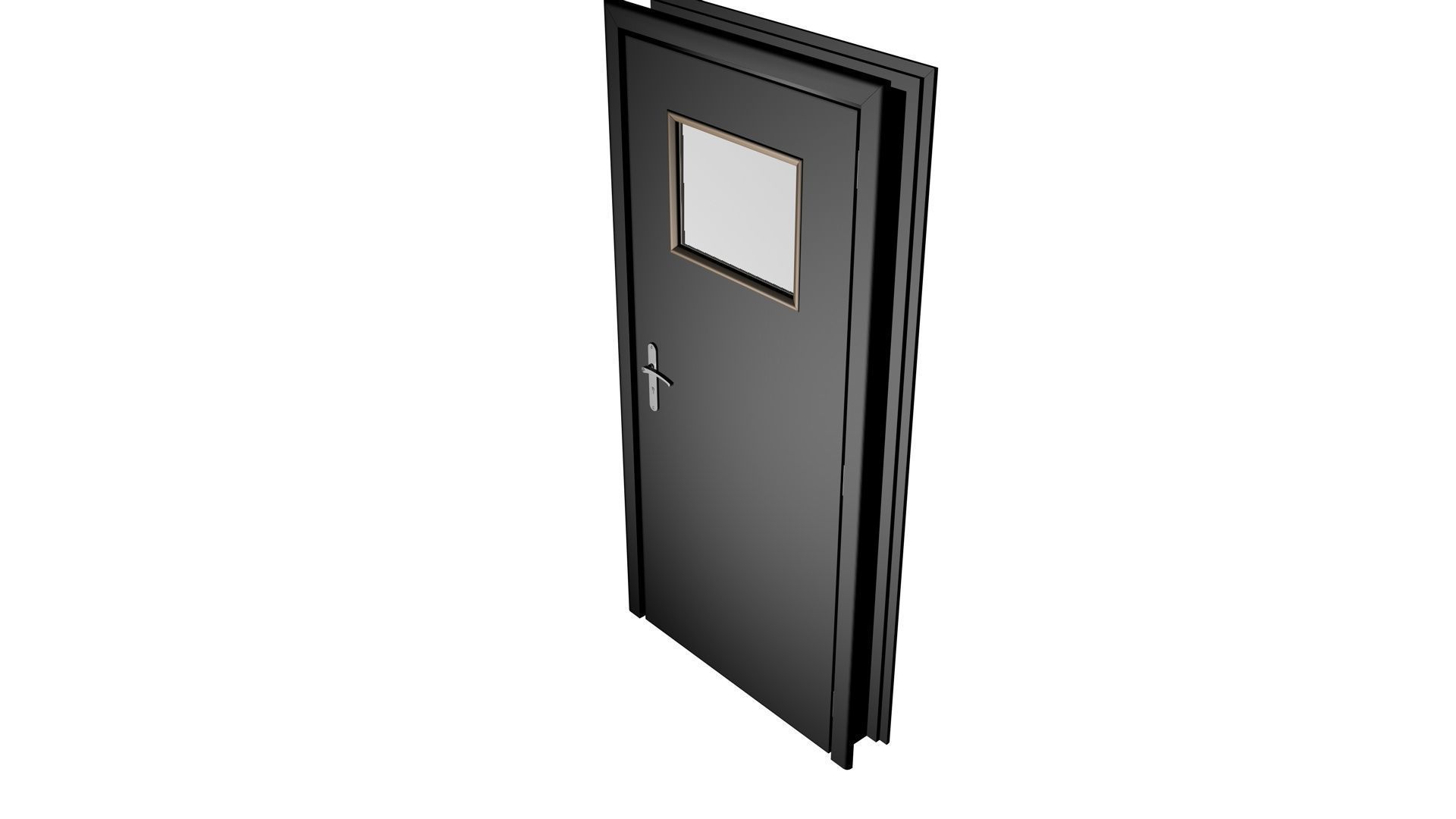 Door with small window Low-poly 3D model_11