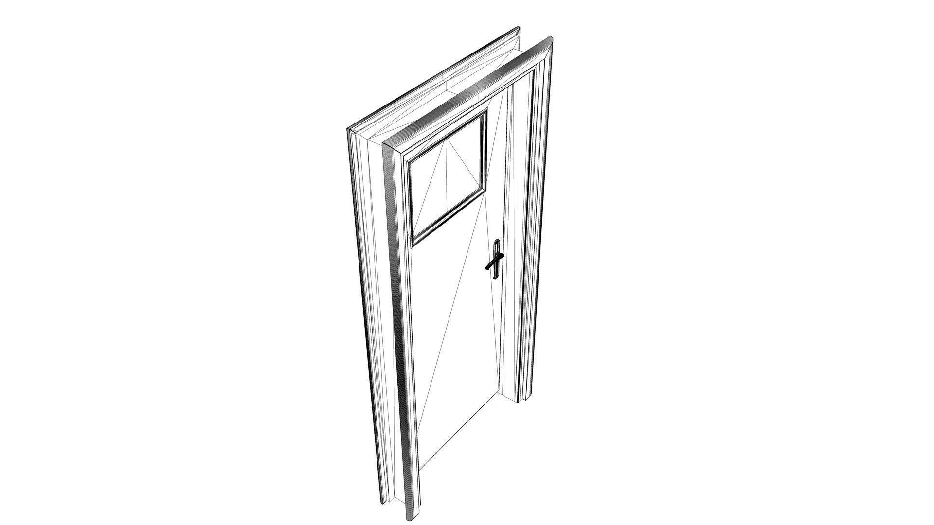 Door with small window Low-poly 3D model_21