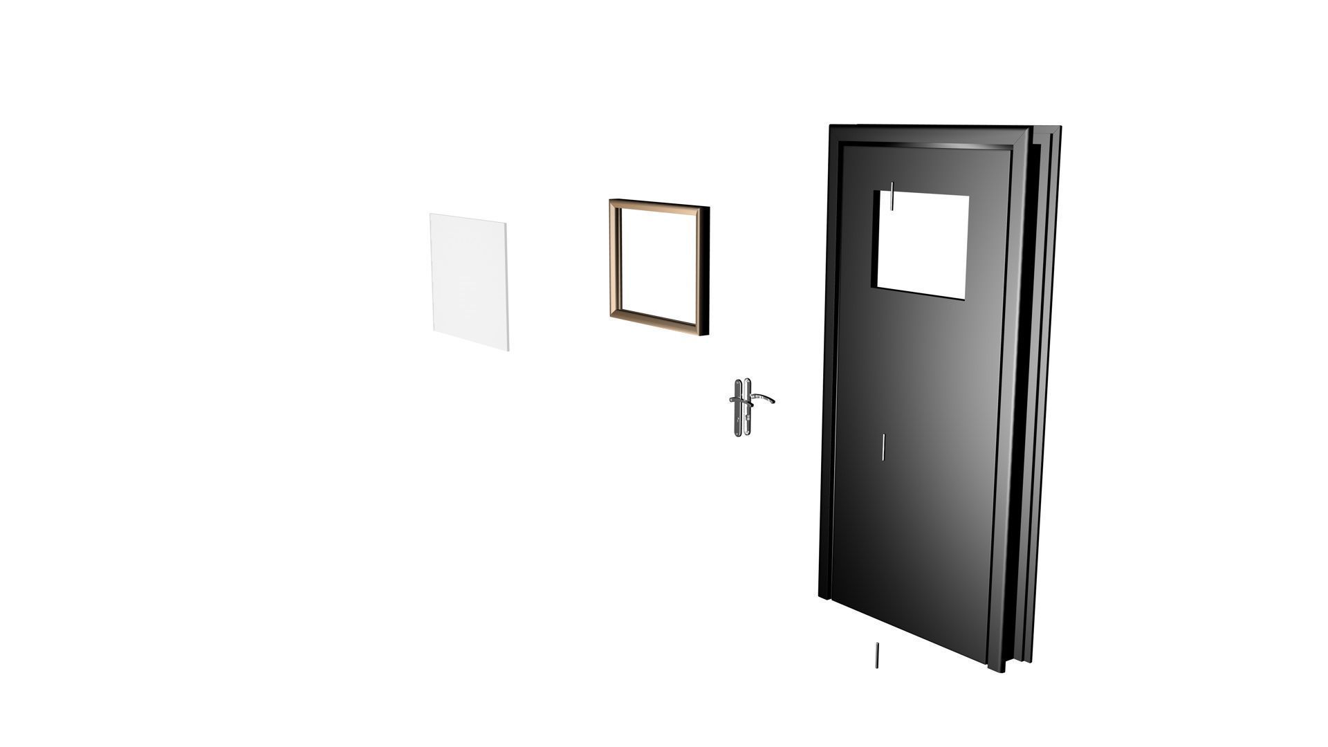 Door with small window Low-poly 3D model_7