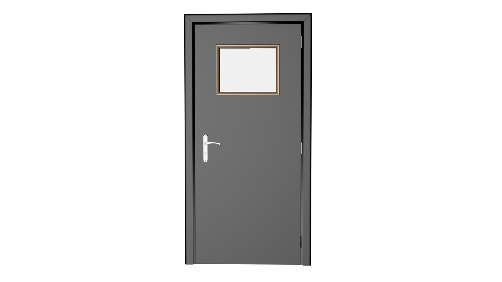 Door with small window Low-poly 3D model_3