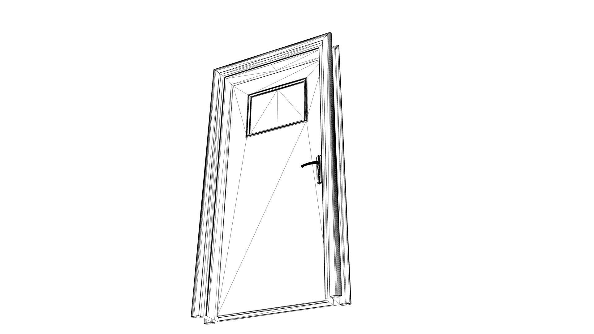 Door with small window Low-poly 3D model_22