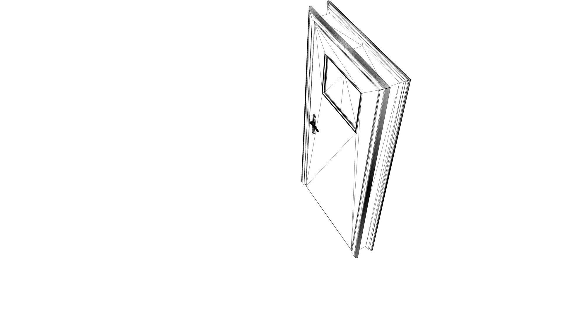 Door with small window Low-poly 3D model_17