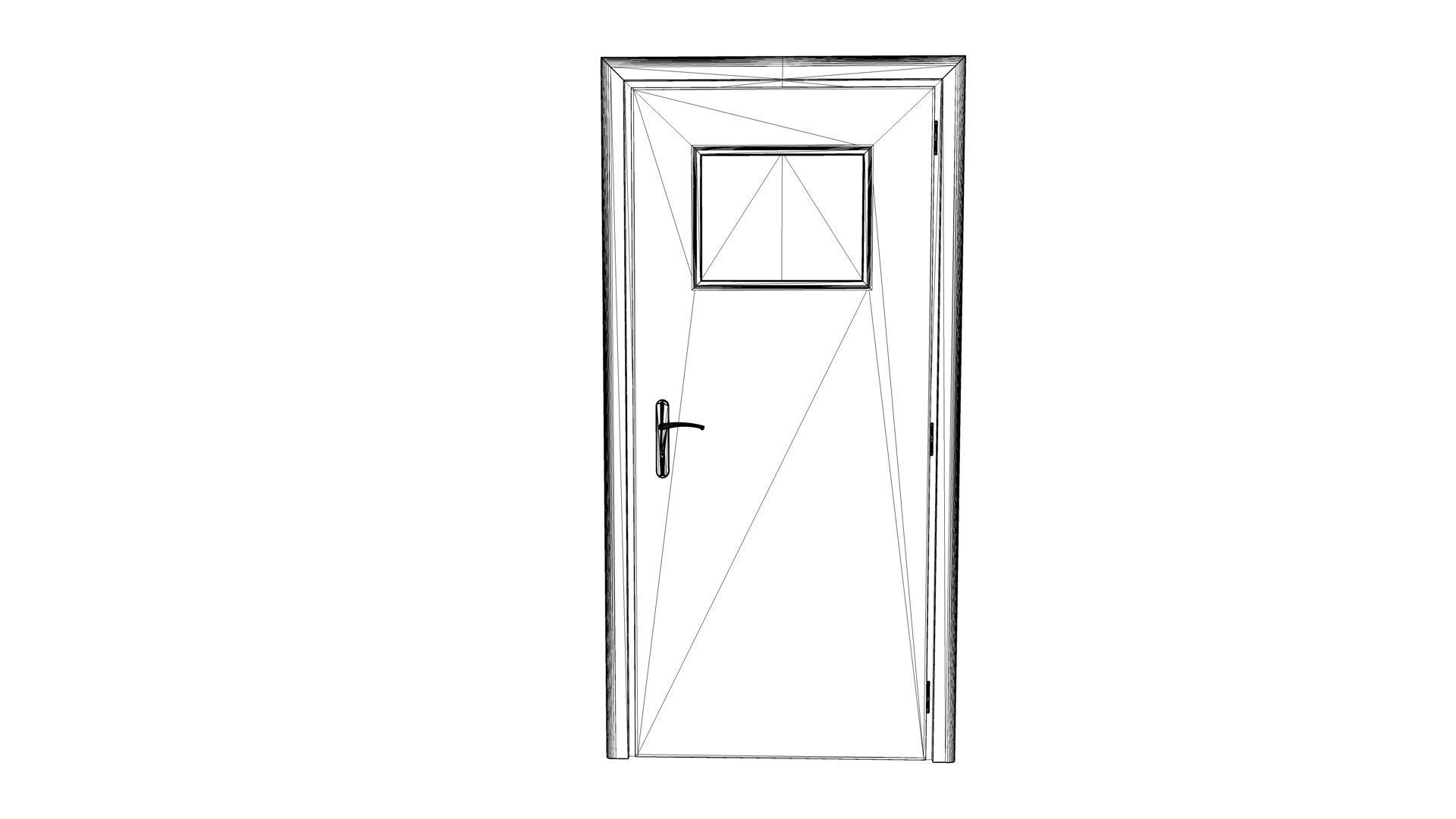 Door with small window Low-poly 3D model_8
