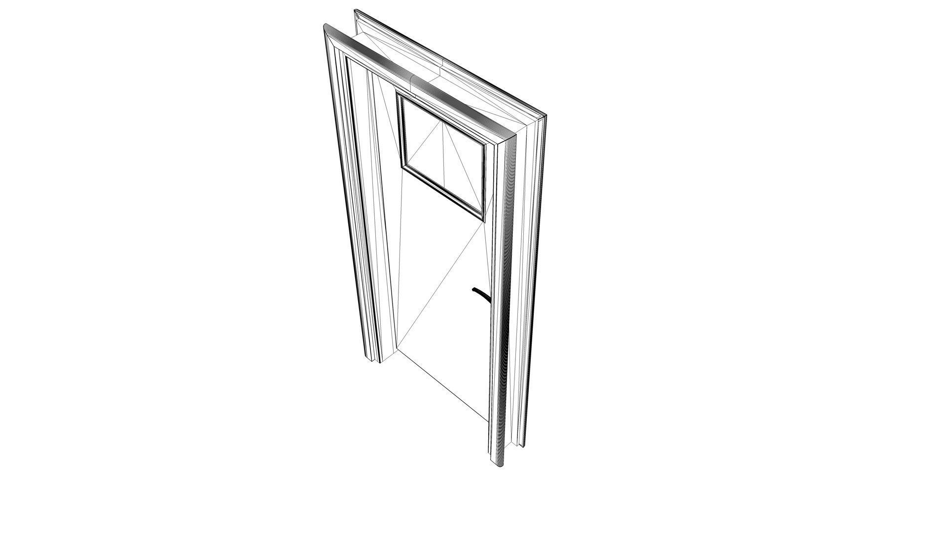 Door with small window Low-poly 3D model_13