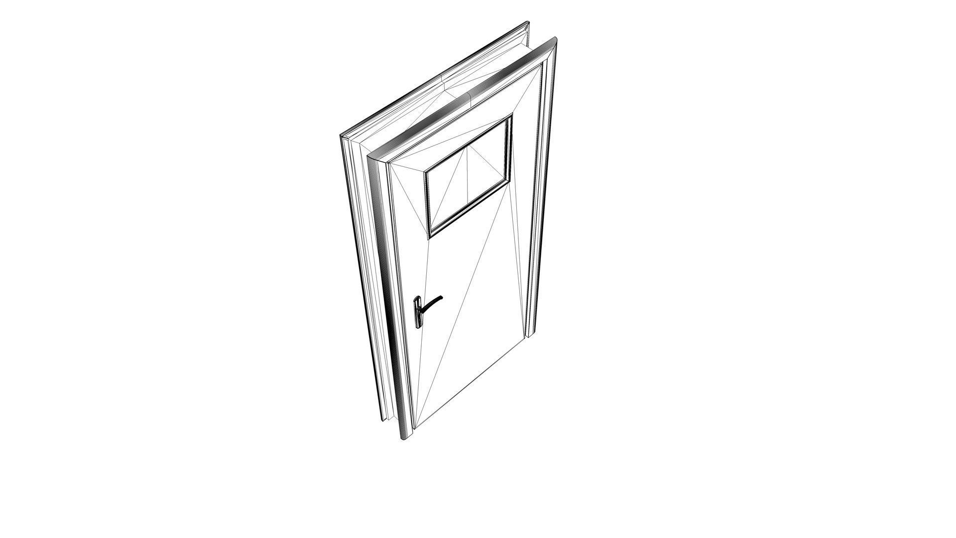 Door with small window Low-poly 3D model_24