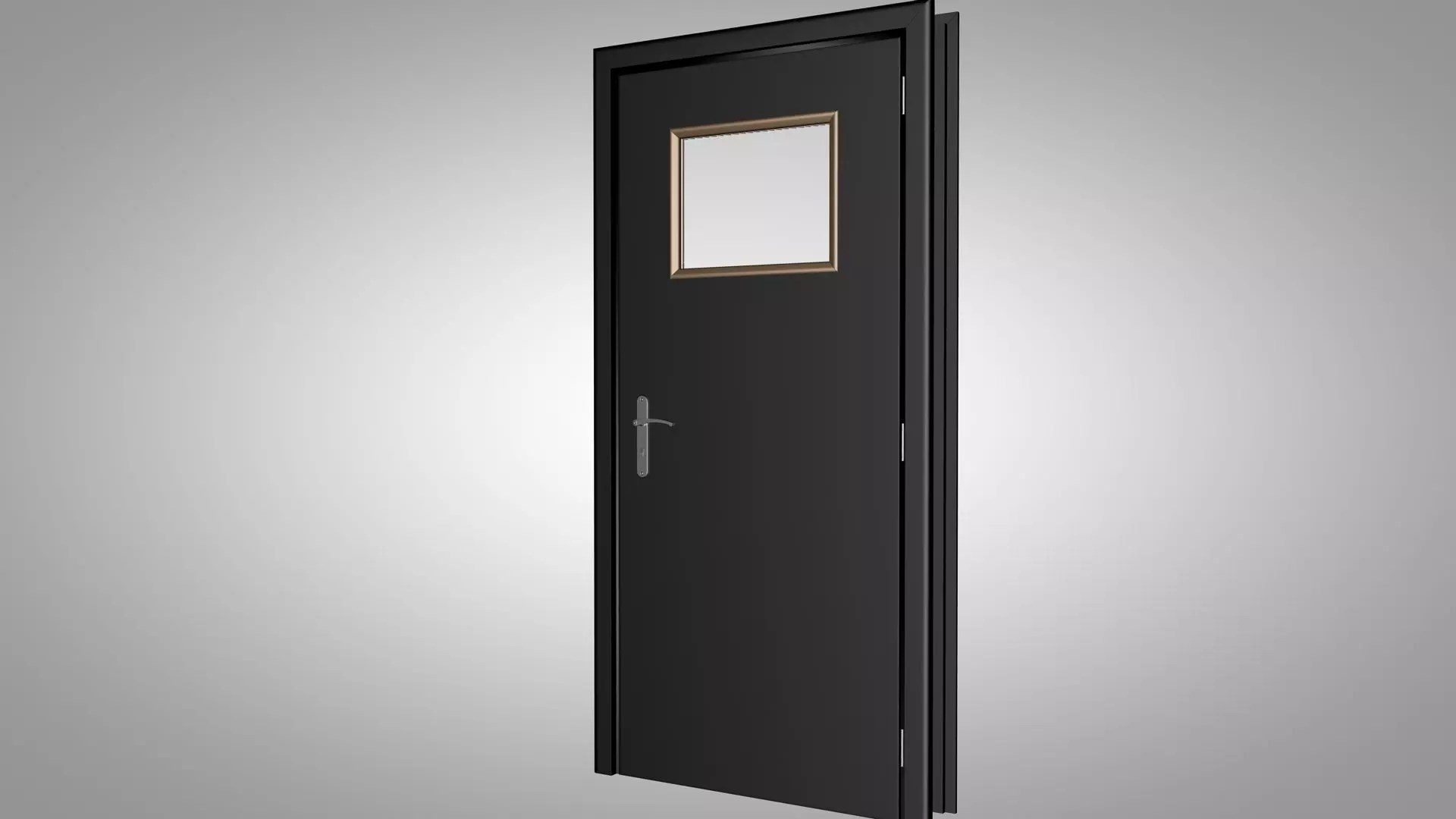 Door with small window Low-poly 3D model_0