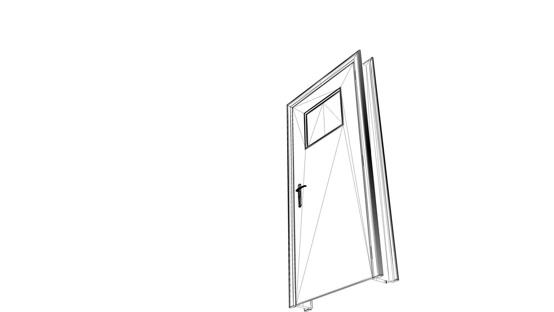 Door with small window Low-poly 3D model_16