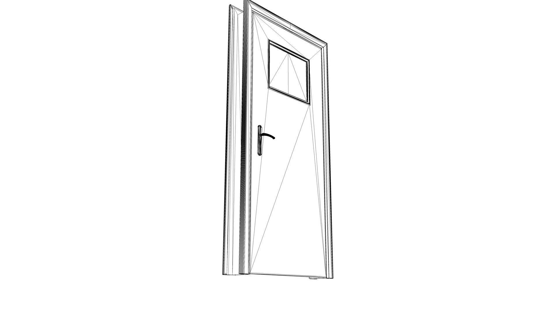 Door with small window Low-poly 3D model_18