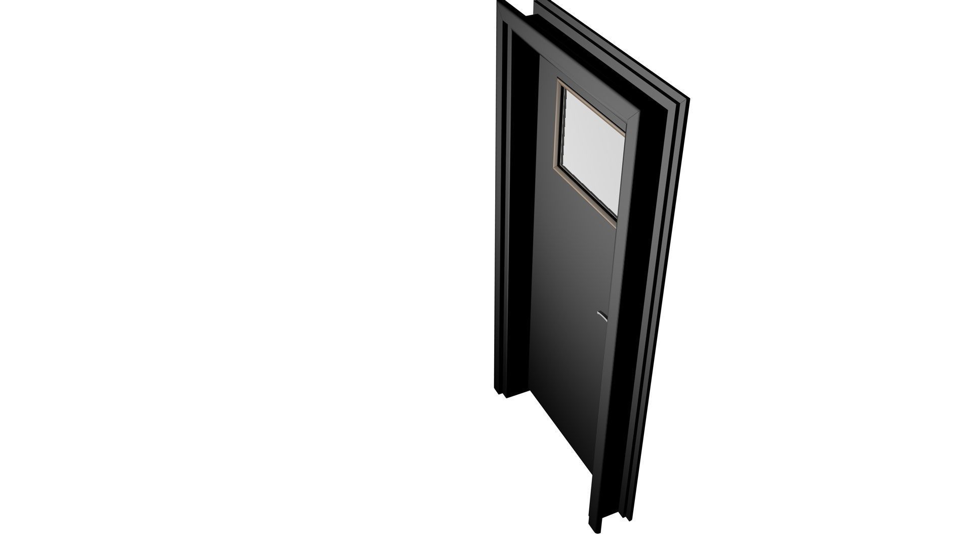Door with small window Low-poly 3D model_2