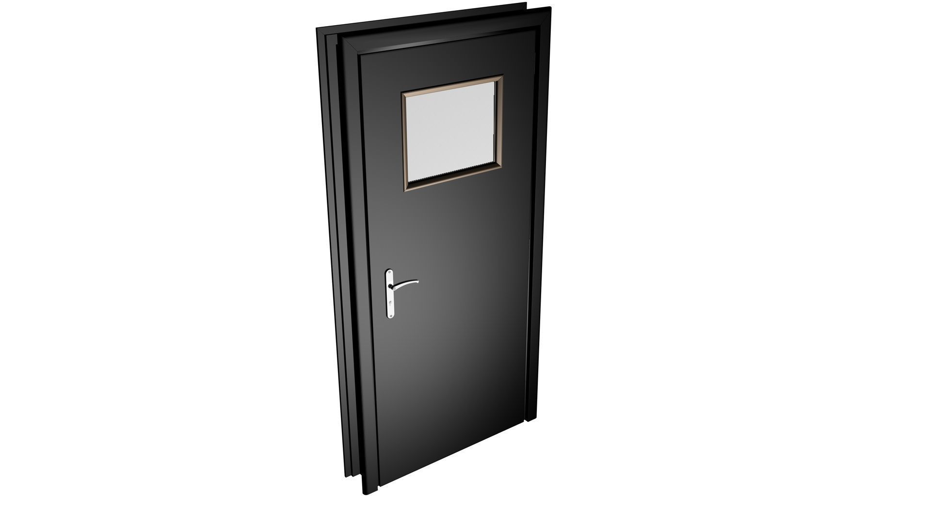 Door with small window Low-poly 3D model_19