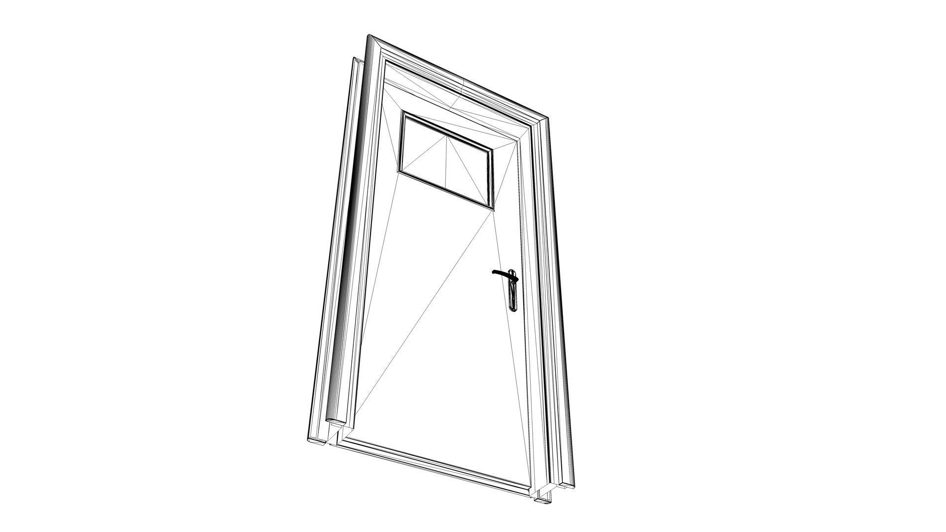 Door with small window Low-poly 3D model_20
