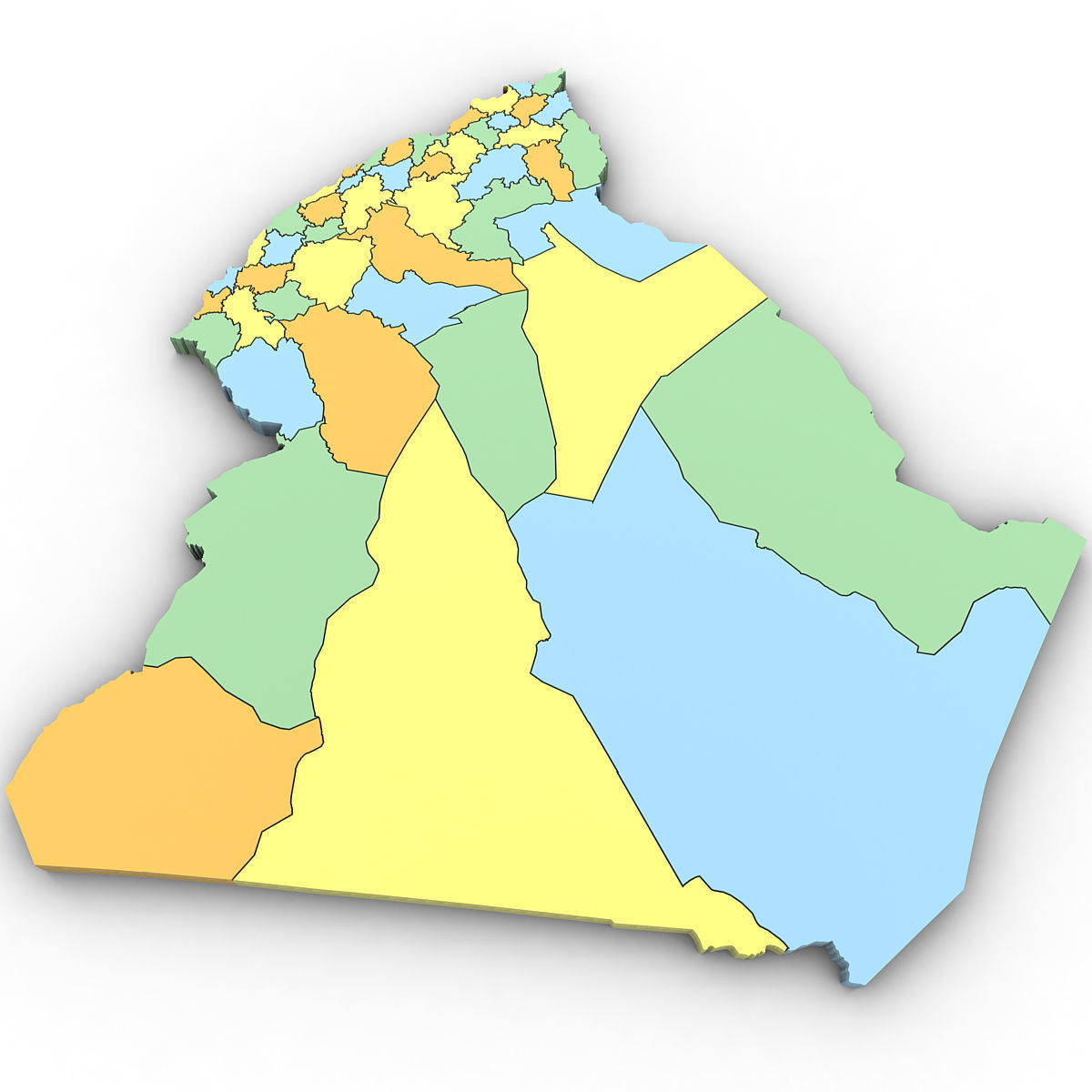 3d Political Map of Algeria 3D model_1