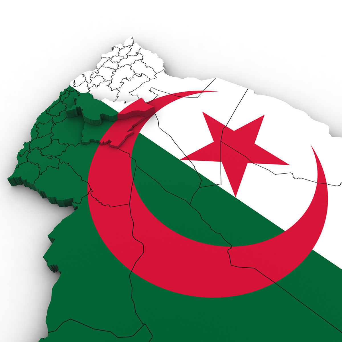 3d Political Map of Algeria 3D model_4