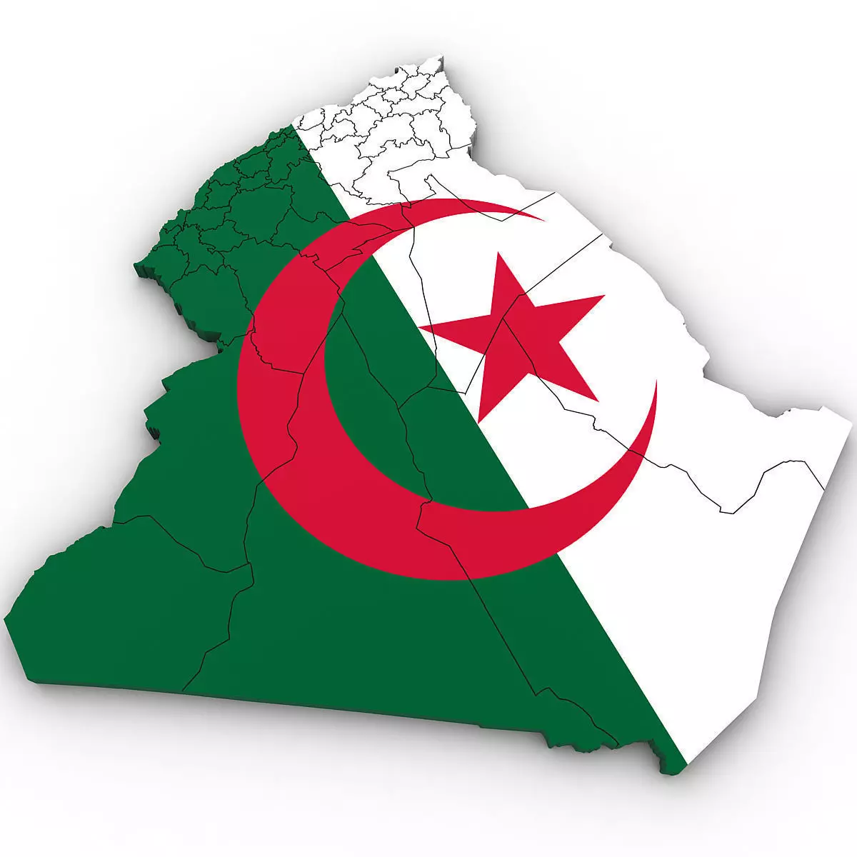 3d Political Map of Algeria 3D model_0