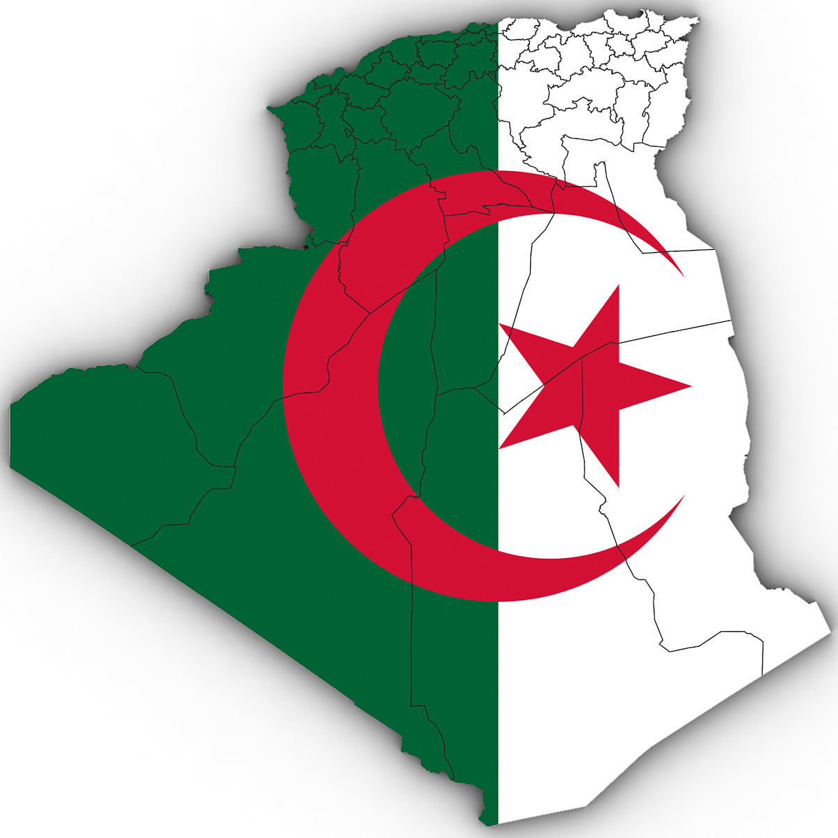3d Political Map of Algeria 3D model_6