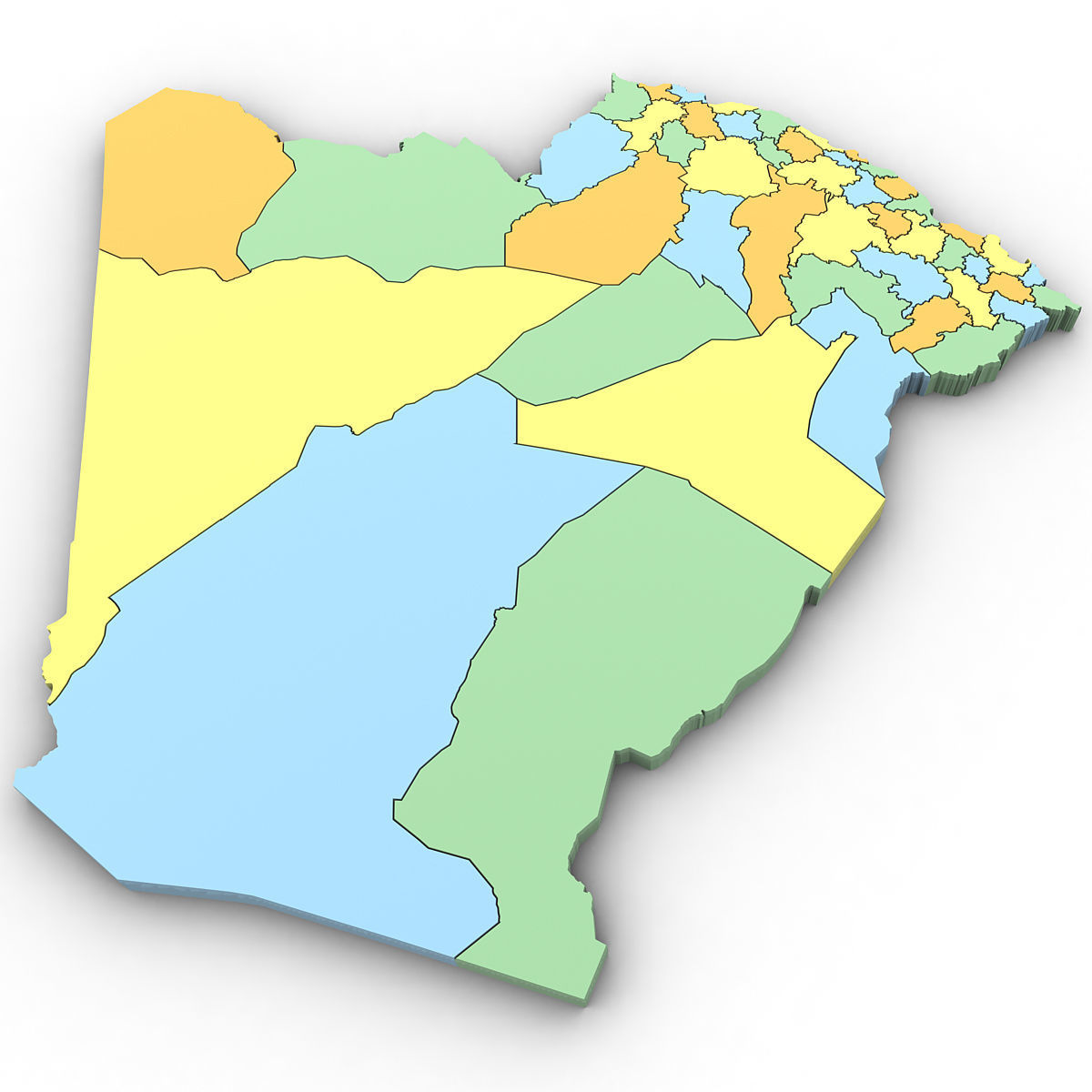 3d Political Map of Algeria 3D model_3