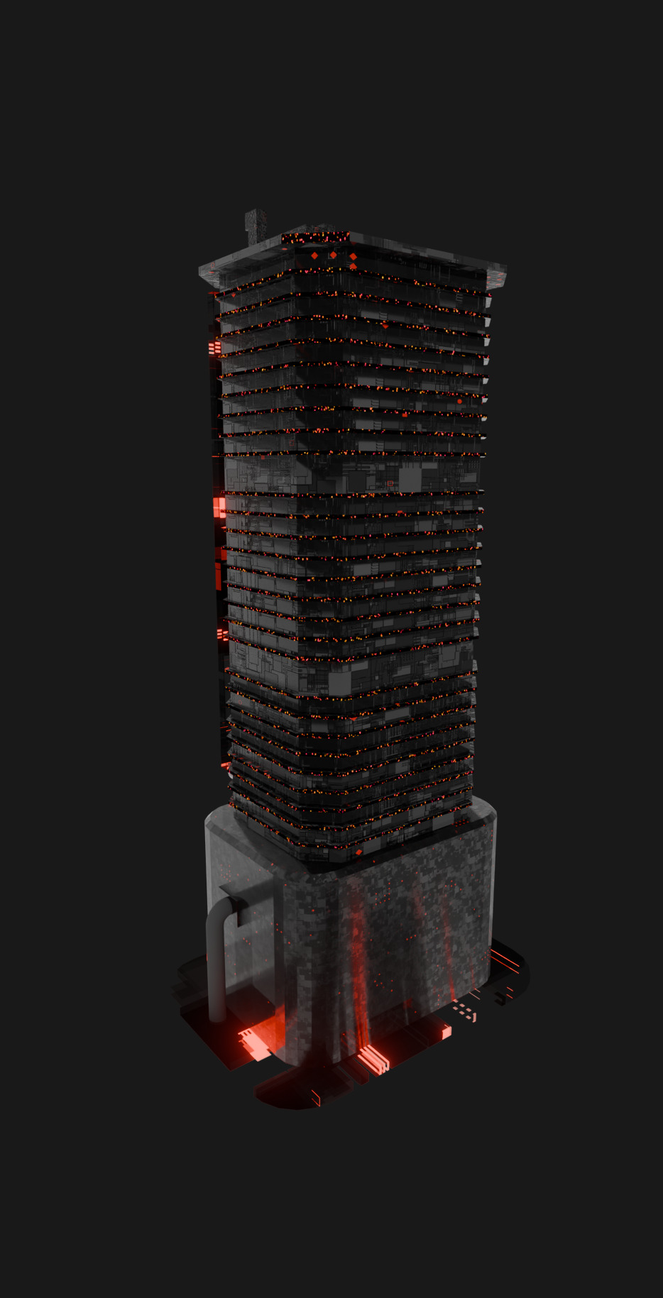 Cyberpunk Scifi Building collection Low-poly 3D model_14