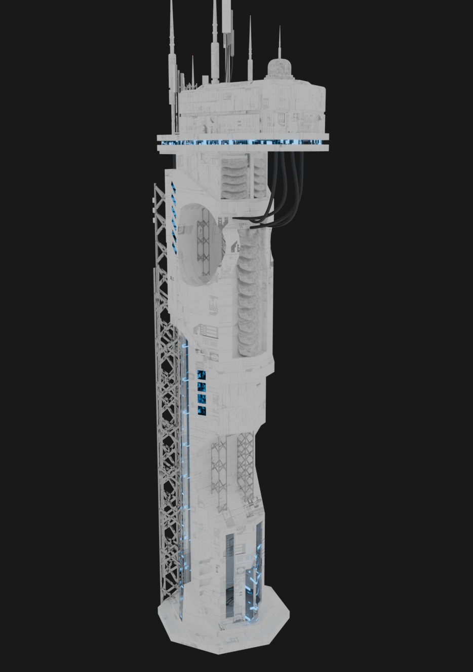 Cyberpunk Scifi Building collection Low-poly 3D model_9