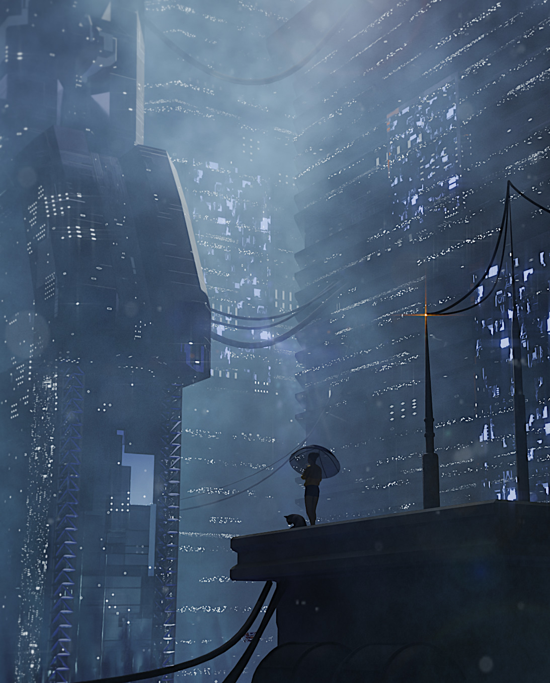 Cyberpunk Scifi Building collection Low-poly 3D model_2