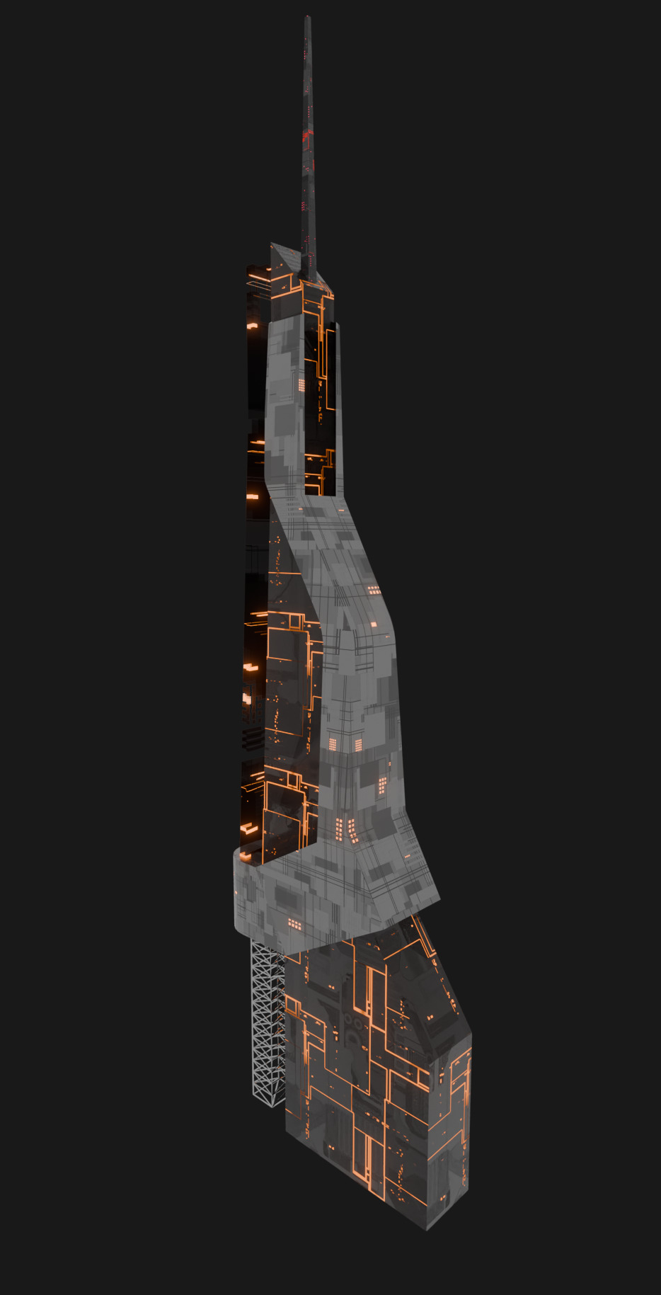 Cyberpunk Scifi Building collection Low-poly 3D model_15