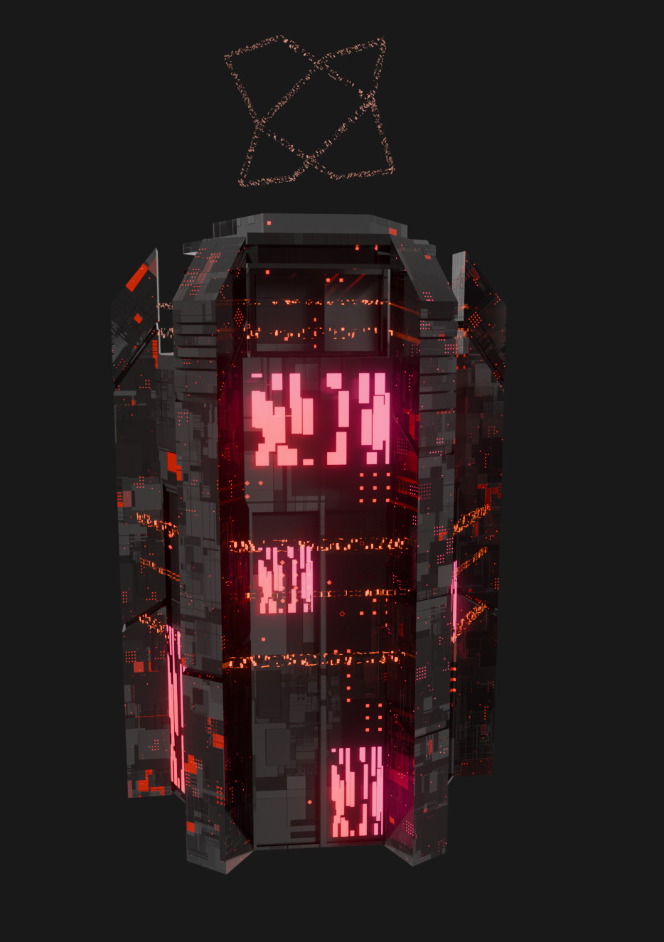 Cyberpunk Scifi Building collection Low-poly 3D model_12
