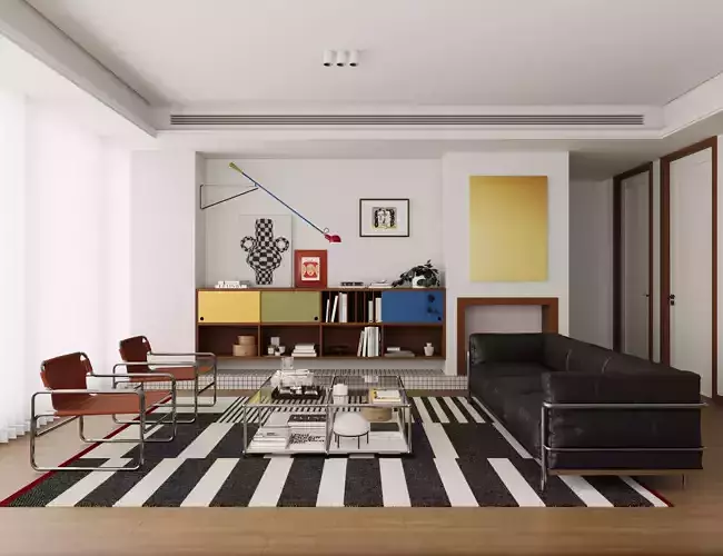 Modern Retro Bauhaus Living Room Bauhaus Living Room Dopamine 3D model
