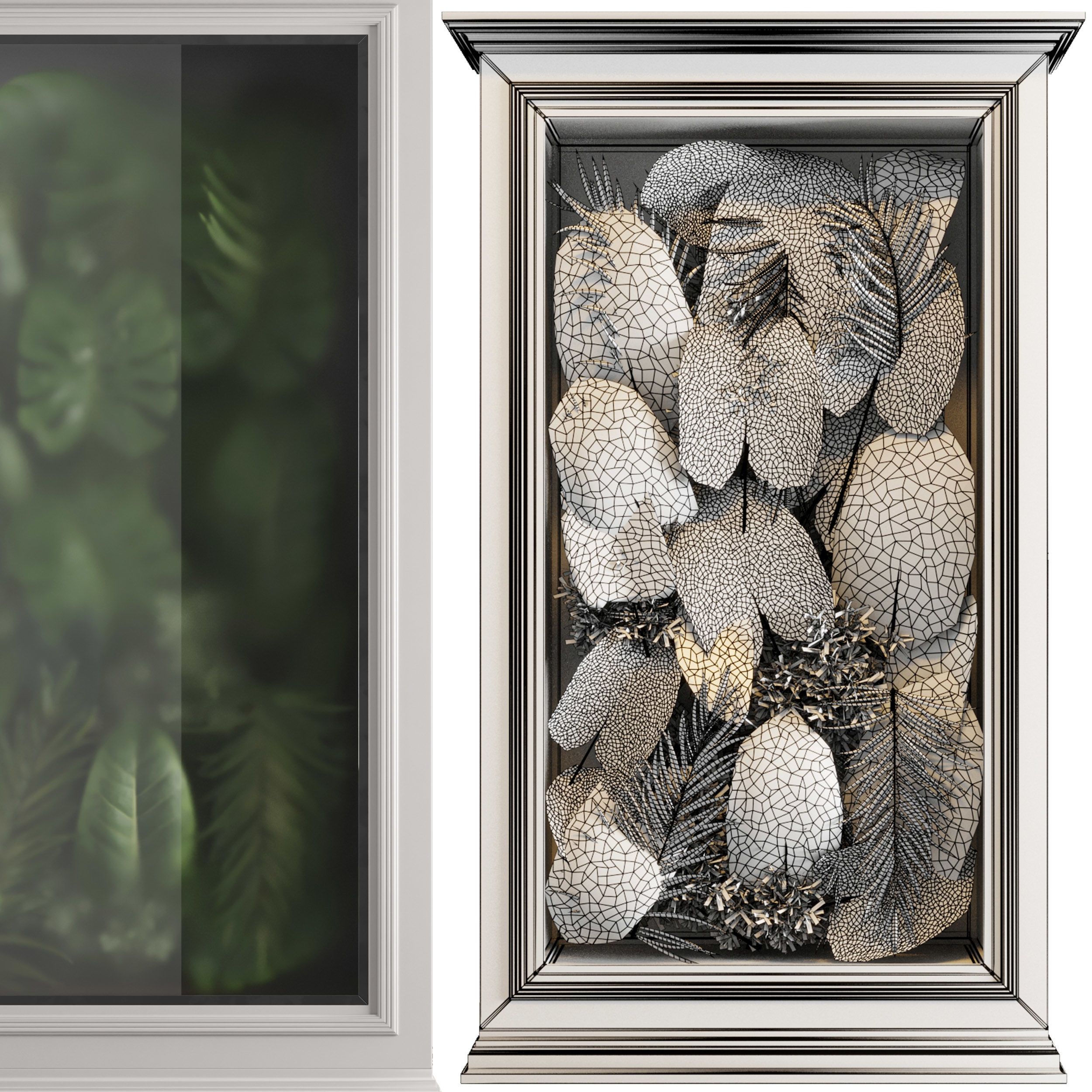 Classic light box with tropical leaf garden in frame glass 114 3D model_3