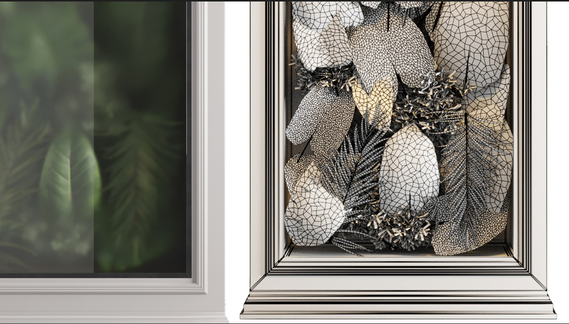Classic light box with tropical leaf garden in frame glass 114 3D model_4