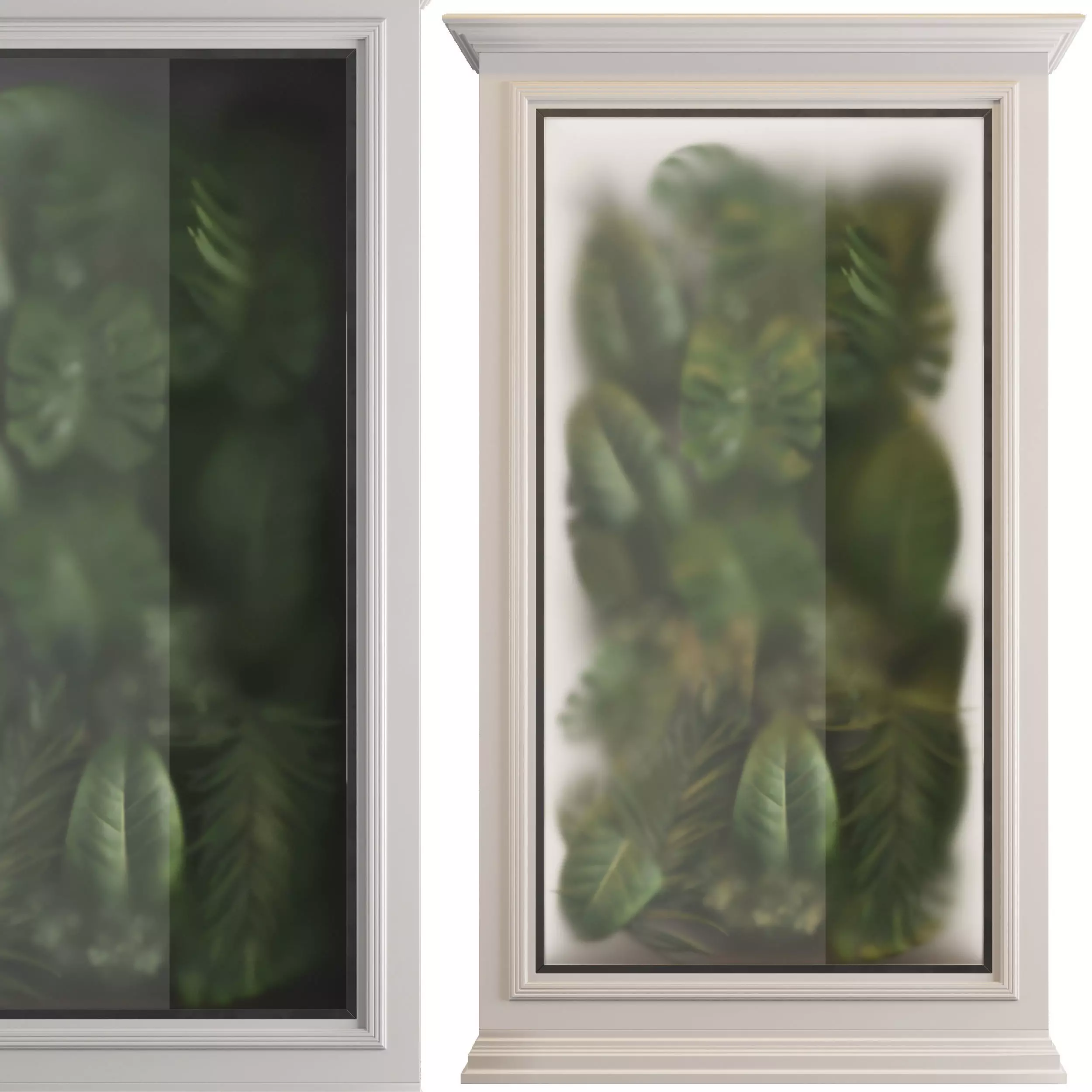 Classic light box with tropical leaf garden in frame glass 114 3D model_0