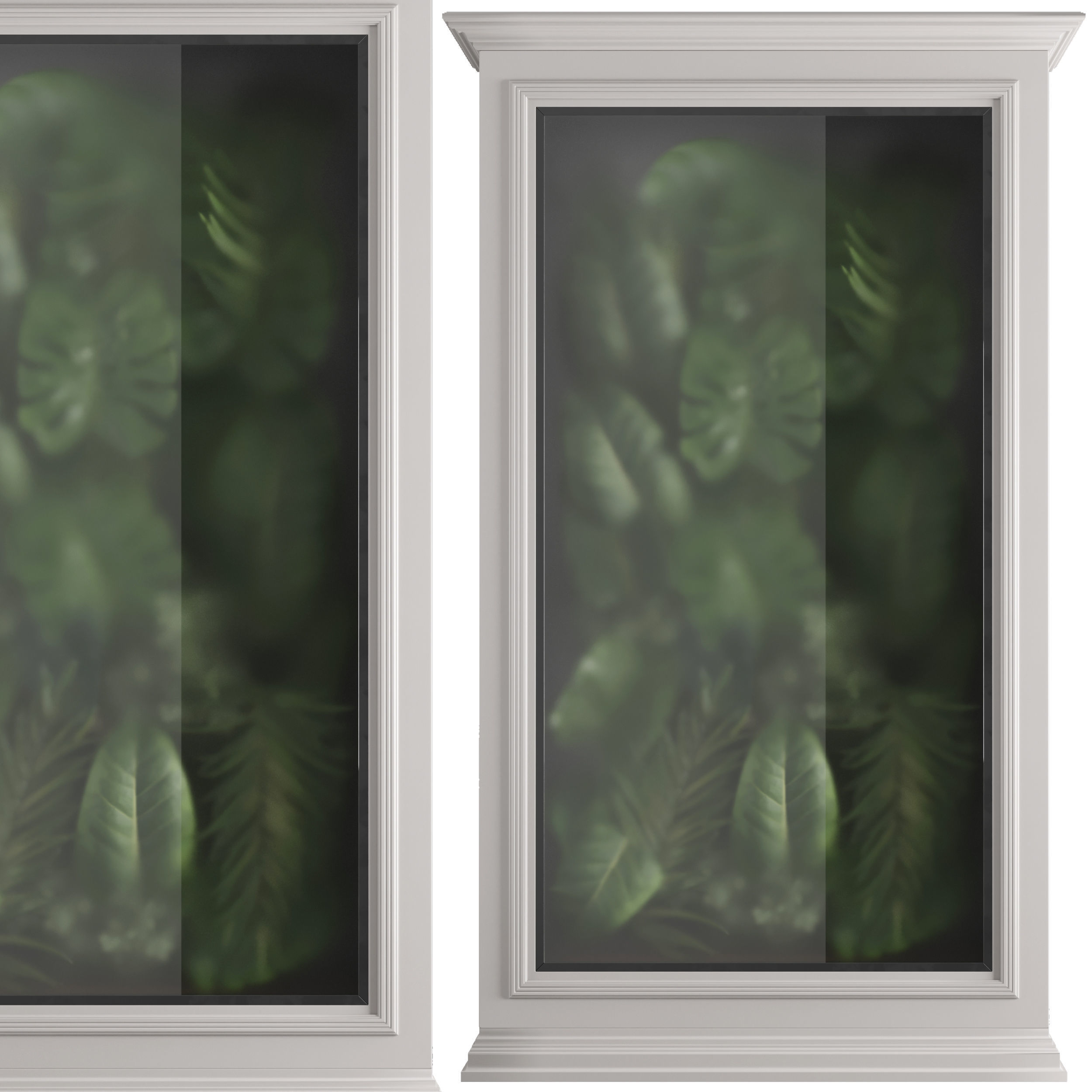 Classic light box with tropical leaf garden in frame glass 114 3D model_2