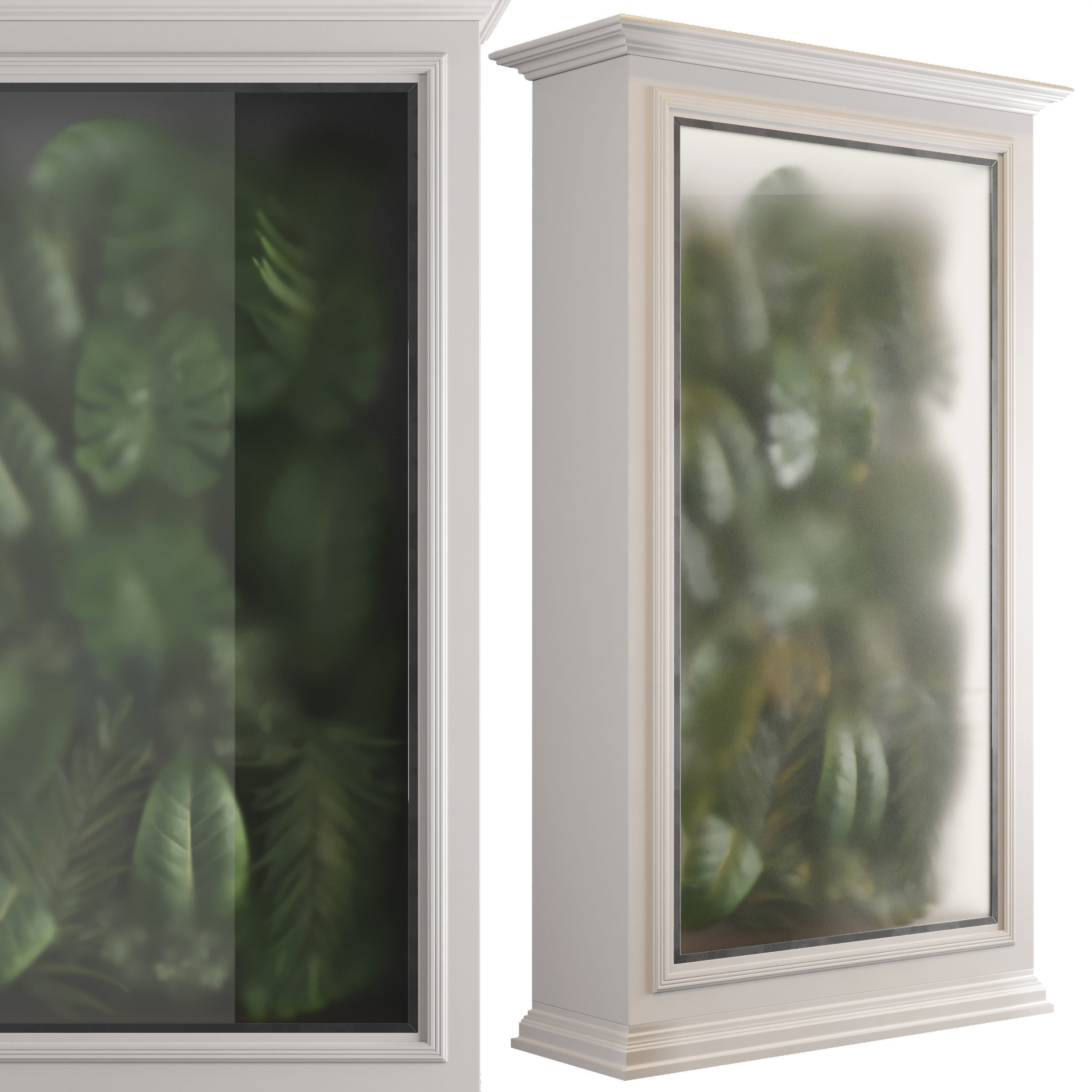 Classic light box with tropical leaf garden in frame glass 114 3D model_1