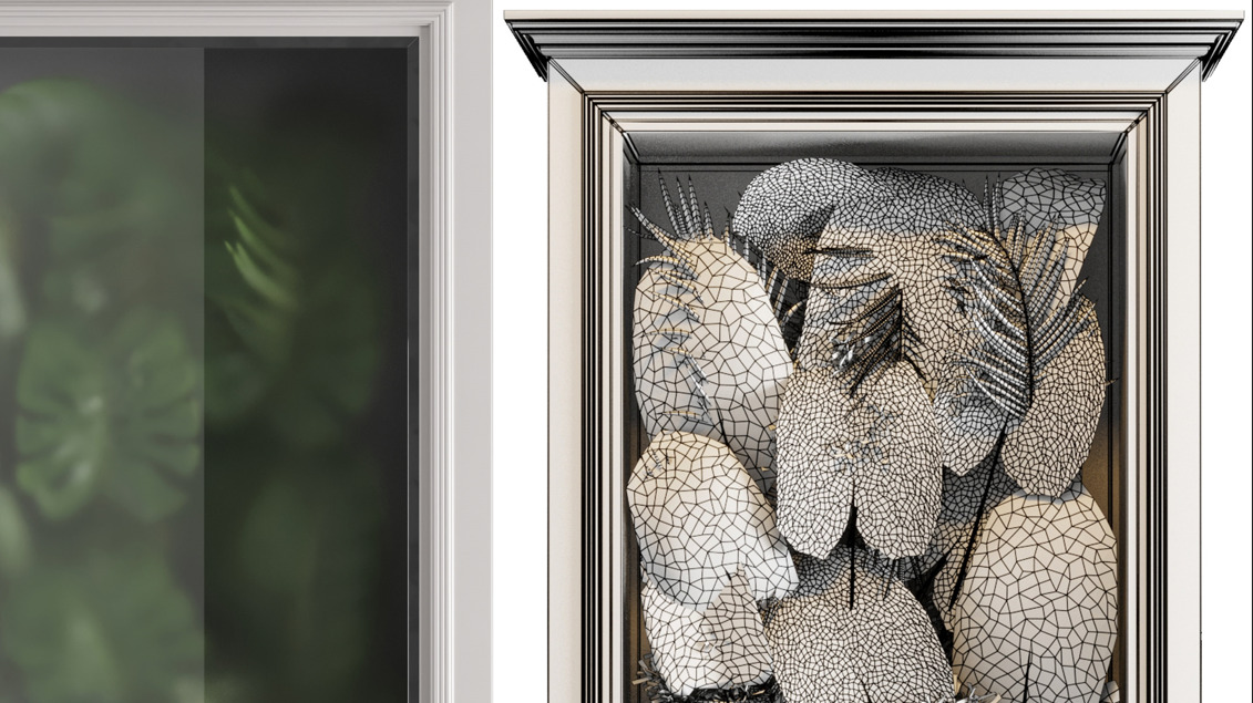 Classic light box with tropical leaf garden in frame glass 114 3D model_8