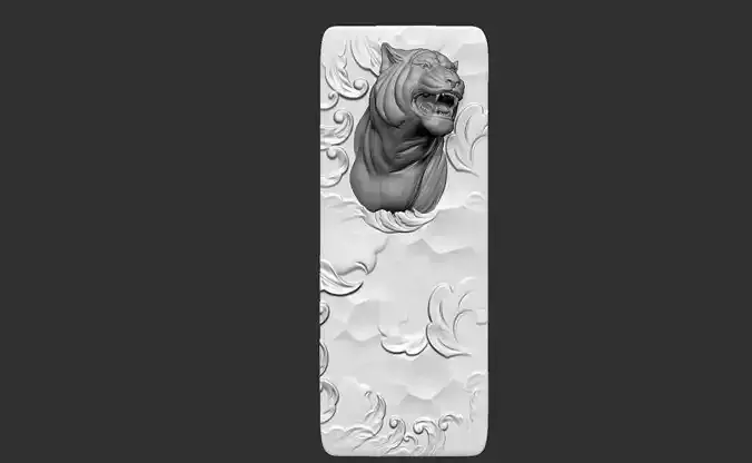 Tiger Head 3D Relief Model