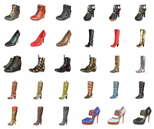 30 Shoe Women collection Low-poly 3D model