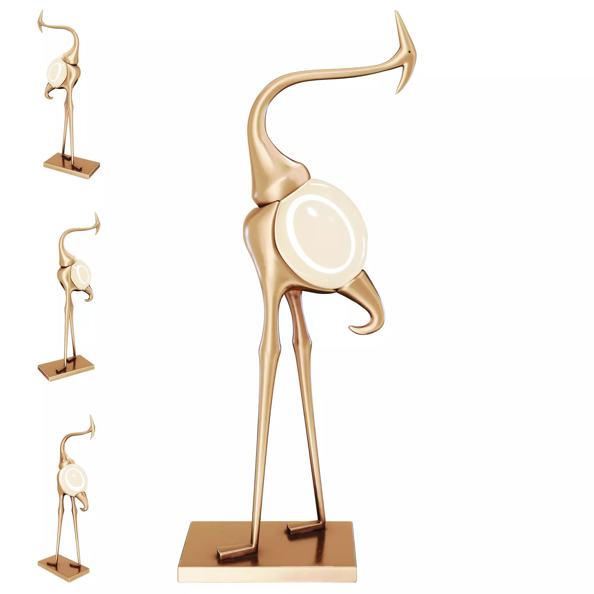 Animal Crane Art Deco Floor Lamp 3D model_1