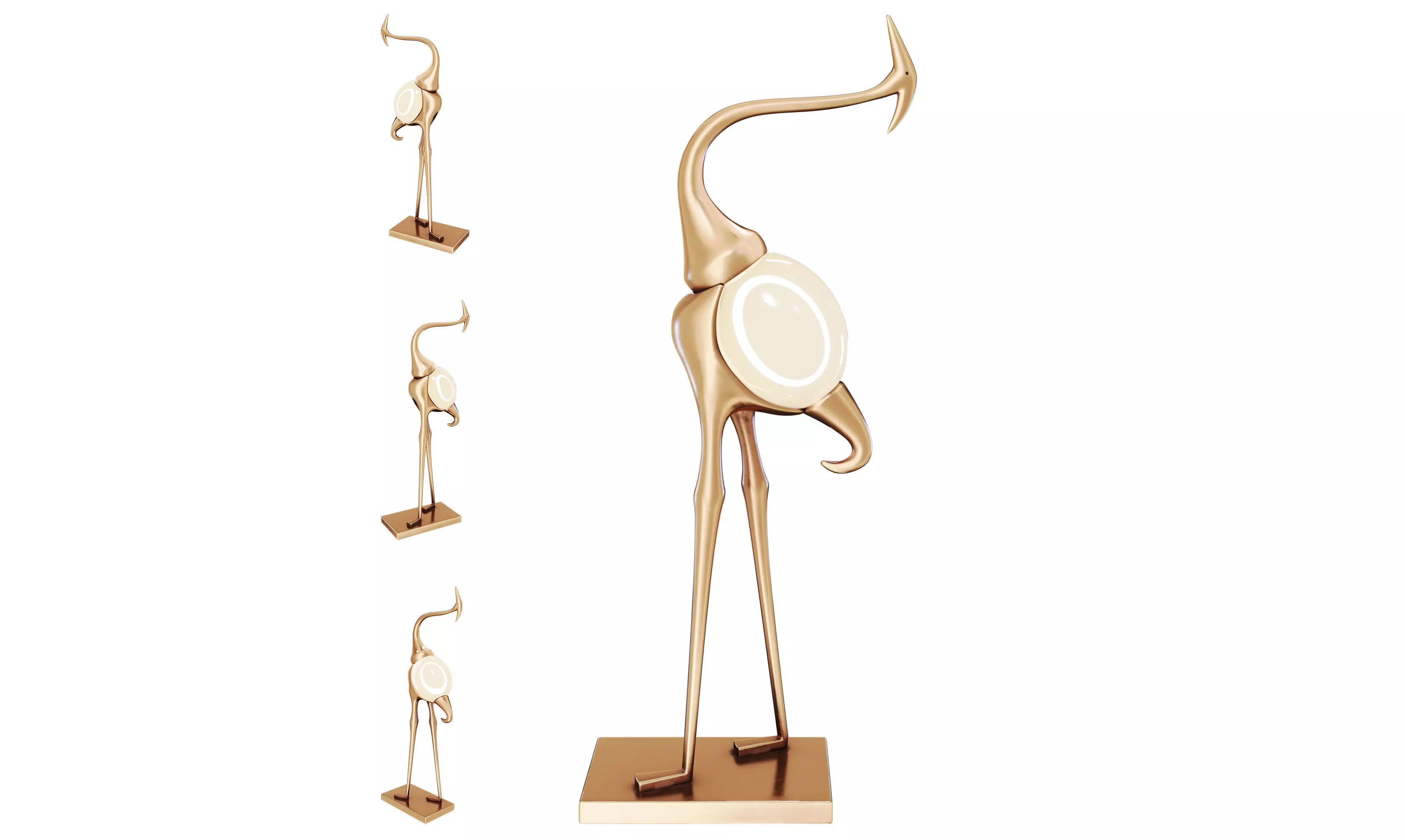 Animal Crane Art Deco Floor Lamp 3D model_0