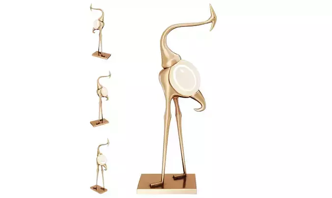 Animal Crane Art Deco Floor Lamp