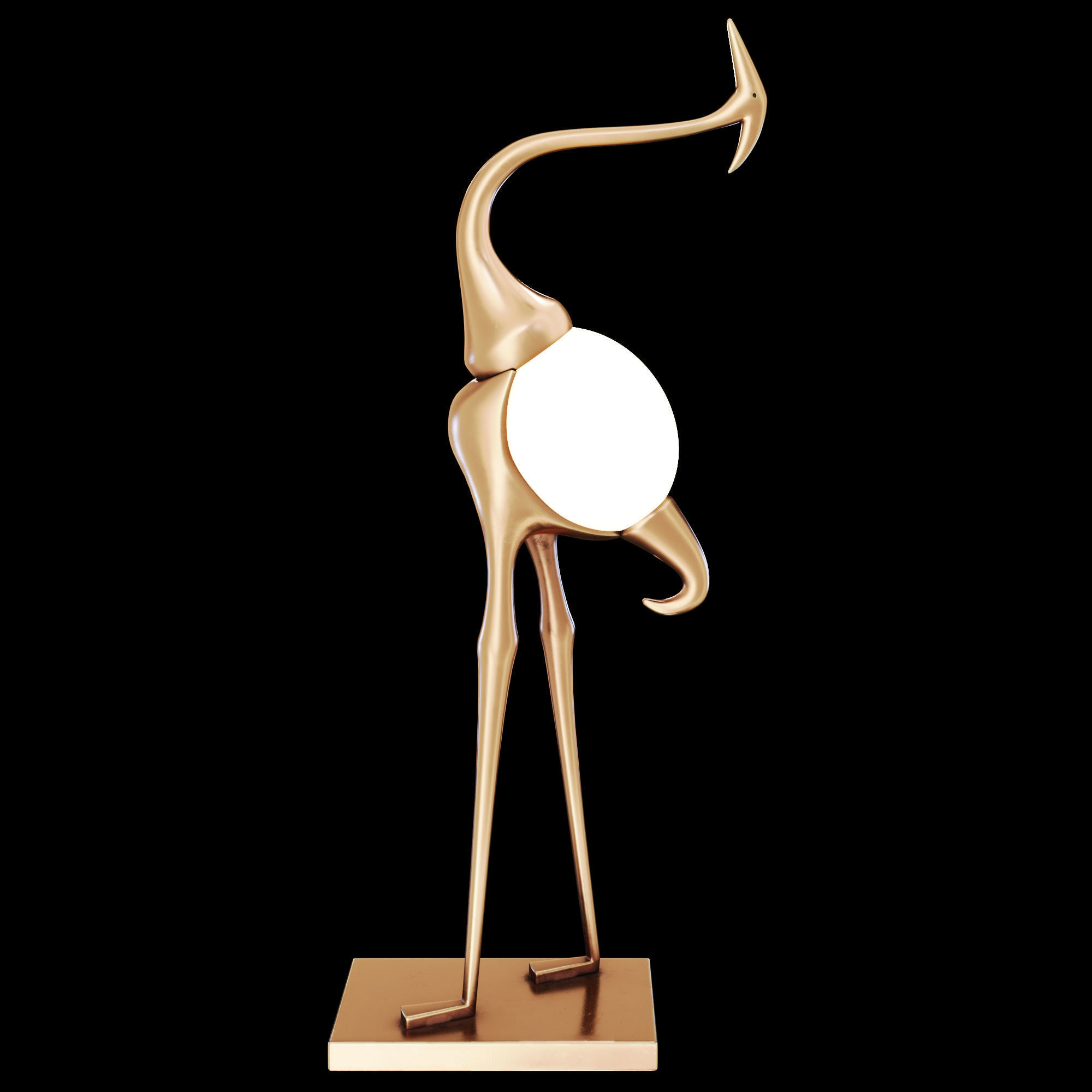 Animal Crane Art Deco Floor Lamp 3D model_2