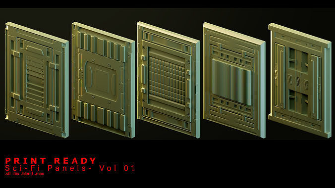 Sci-Fi Wall Panels- Printable Miniature Set 3D print model