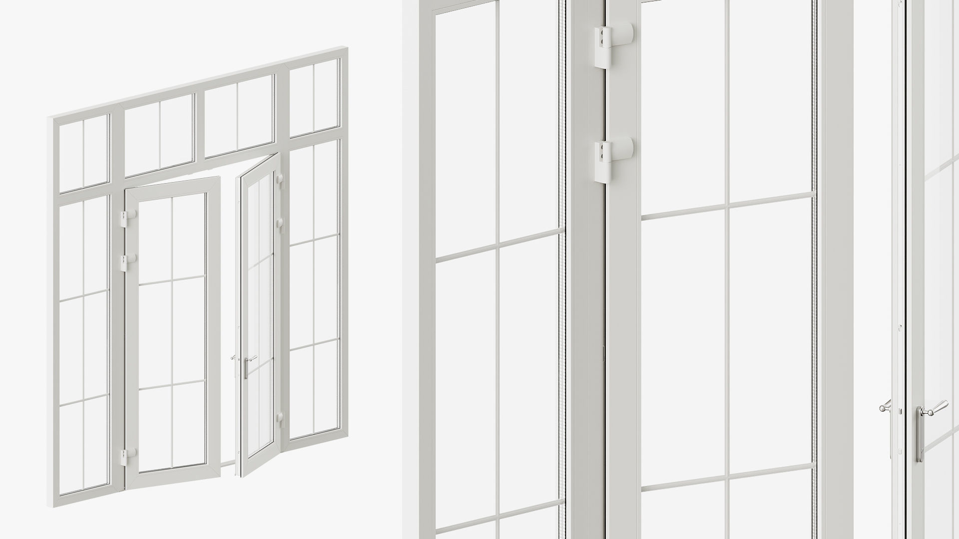 Classic style glass doors with OPENING option 3D model_2