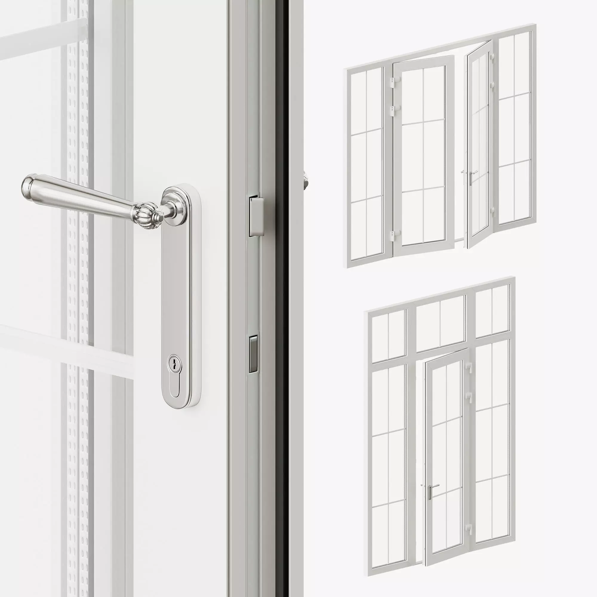 Classic style glass doors with OPENING option 3D model_0