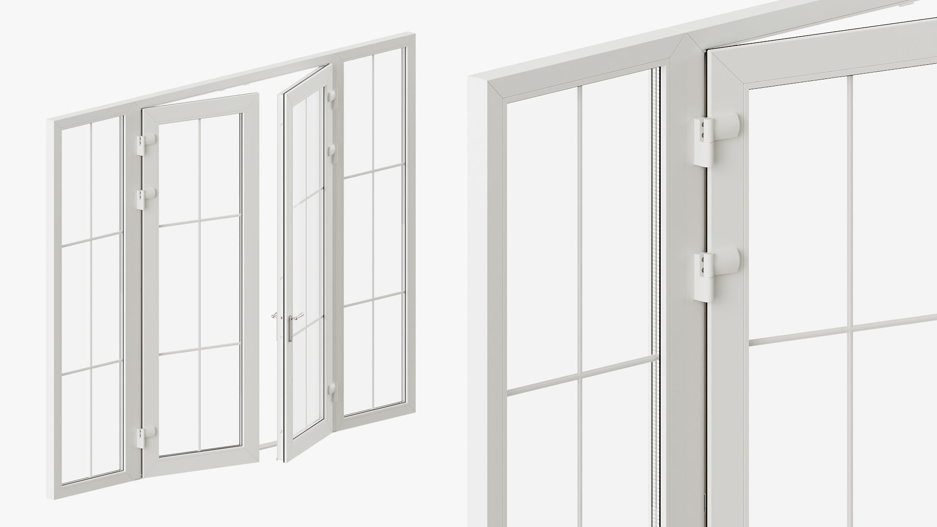 Classic style glass doors with OPENING option 3D model_4