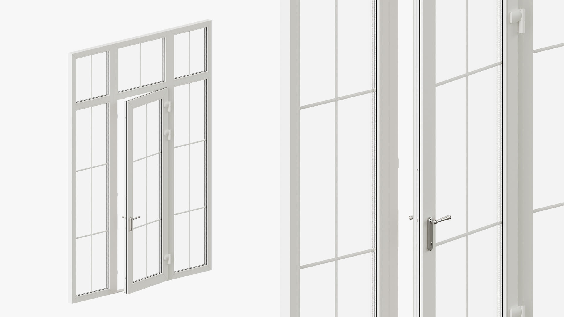 Classic style glass doors with OPENING option 3D model_1