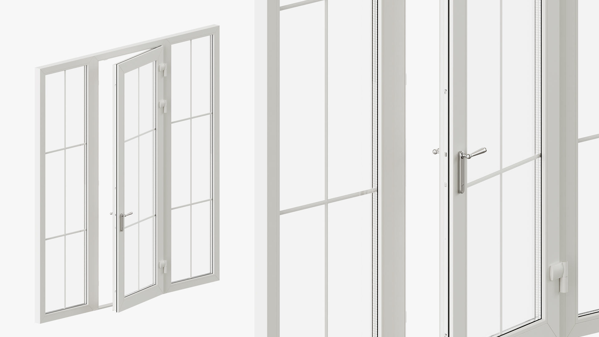 Classic style glass doors with OPENING option 3D model_3