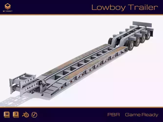 Lowboy Trailer Low-poly 3D model