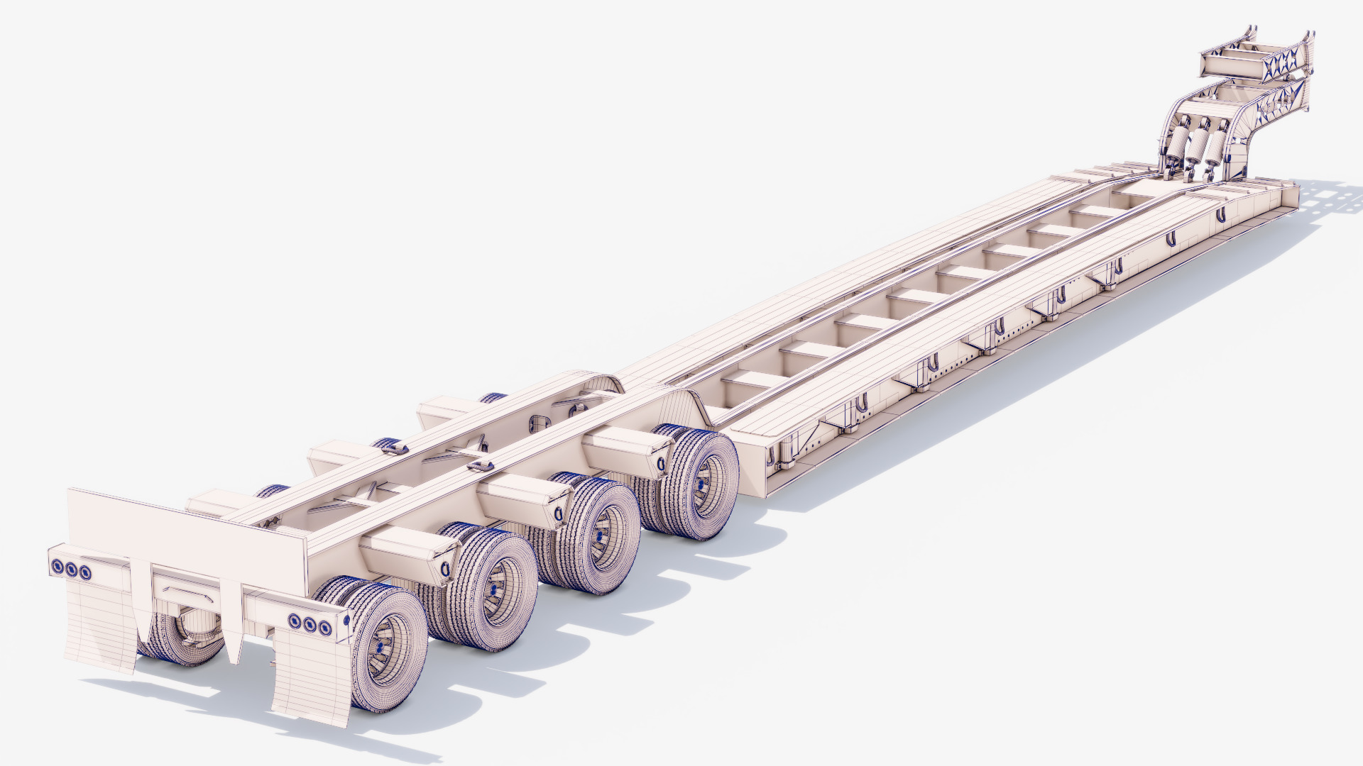 Lowboy Trailer Low-poly 3D model_16